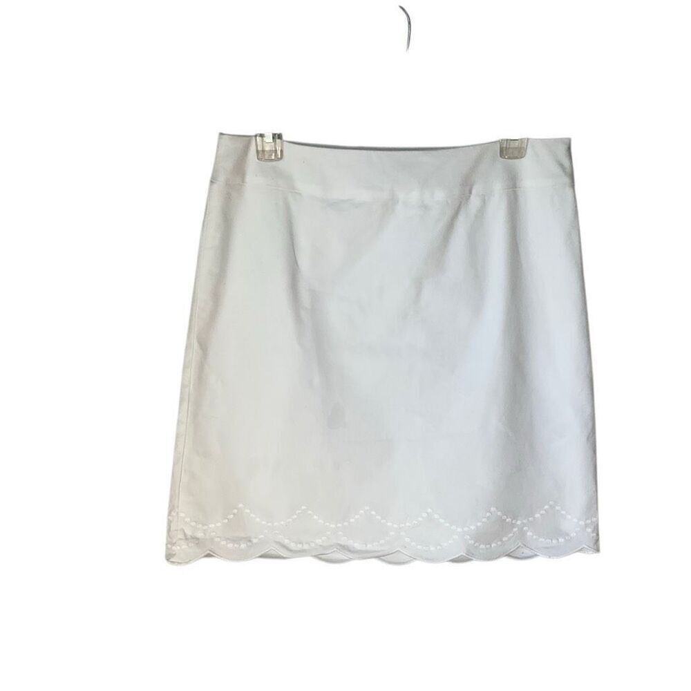 Talbots White Scallop Edge Embroidered Skirt, 4 richmom countryclub preppy